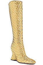 Bottega Veneta Comet Mirror Boot in Gold, view 2, click to view large image.