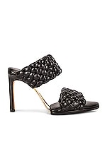 Bottega Veneta Lido Leather Woven Sandals in Black, view 1, click to view large image.