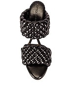 Bottega Veneta Lido Leather Woven Sandals in Black, view 4, click to view large image.