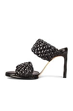 Bottega Veneta Lido Leather Woven Sandals in Black, view 5, click to view large image.