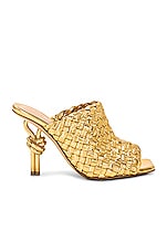 Bottega Veneta Knot Mule Sandal in Gold, view 1, click to view large image.