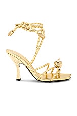 Bottega Veneta Adam Lace Up Sandal in Gold, view 1, click to view large image.