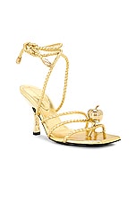 Bottega Veneta Adam Lace Up Sandal in Gold, view 2, click to view large image.