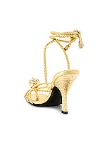 Bottega Veneta Adam Lace Up Sandal in Gold, view 3, click to view large image.