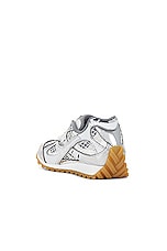 Bottega Veneta Orbit Low Top Lace Up Sneaker in Silver & White, view 3, click to view large image.