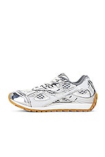 Bottega Veneta Orbit Low Top Lace Up Sneaker in Silver & White, view 5, click to view large image.