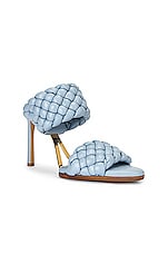 Bottega Veneta Lido Leather Woven Sandals in Ice, view 2, click to view large image.