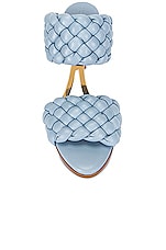 Bottega Veneta Lido Leather Woven Sandals in Ice, view 4, click to view large image.