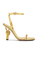 Bottega Veneta Knot Sandal in Gold, view 1, click to view large image.