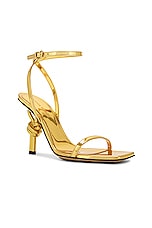 Bottega Veneta Knot Sandal in Gold, view 2, click to view large image.