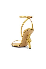 Bottega Veneta Knot Sandal in Gold, view 3, click to view large image.