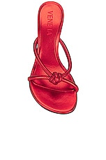 Bottega Veneta Metallic Blink Mule Sandal in Chili, view 4, click to view large image.