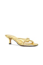 Bottega Veneta Metallic Blink Mule Sandal in Gold, view 2, click to view large image.