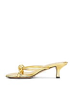 Bottega Veneta Metallic Blink Mule Sandal in Gold, view 5, click to view large image.