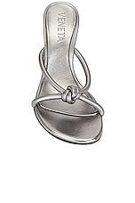 Bottega Veneta Metallic Blink Mule Sandal in Silver, view 4, click to view large image.