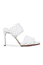 Bottega Veneta Lido Leather Woven Sandals in Optic White, view 1, click to view large image.