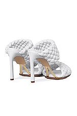 Bottega Veneta Lido Leather Woven Sandals in Optic White, view 3, click to view large image.