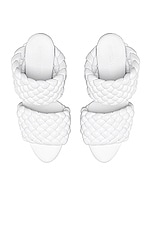 Bottega Veneta Lido Leather Woven Sandals in Optic White, view 4, click to view large image.