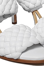 Bottega Veneta Lido Leather Woven Sandals in Optic White, view 5, click to view large image.