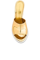 Bottega Veneta Cha Cha Mule Sandal in Gold & White, view 4, click to view large image.