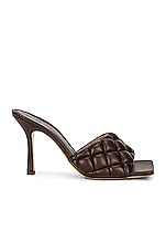 Bottega Veneta Leather Quilted Mules in Chocolate Spread, view 1, click to view large image.