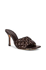 Bottega Veneta Leather Quilted Mules in Chocolate Spread, view 2, click to view large image.