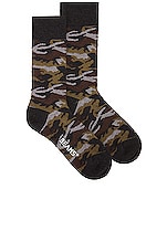 Beams Plus Melange Camo Socks in charcoal, view 1, click to view large image.