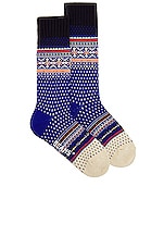 Beams Plus Nordic Socks in Blue, view 1, click to view large image.