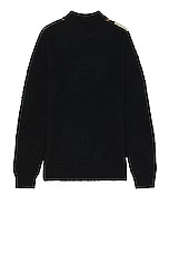 Beams Plus Knit Shaggy Polo in Black, view 2, click to view large image.