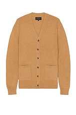 Beams Plus Elbow Patch Cardigan in Beige, view 1, click to view large image.