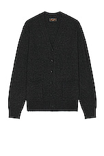 Beams Plus Cardigan Elbow Patch 7g in Charcoal, view 1, click to view large image.