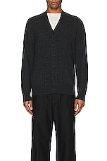 Beams Plus Cardigan Elbow Patch 7g in Charcoal, view 3, click to view large image.