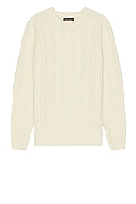 Beams Plus Cable Sweater in Off White, view 1, click to view large image.