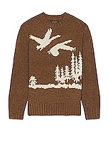 Beams Plus Intarsia Sweater in Brown, view 1, click to view large image.