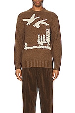 Beams Plus Intarsia Sweater in Brown, view 3, click to view large image.