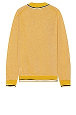 Beams Plus Slab Knit Polo Cotton Linen in Mustard, view 2, click to view large image.