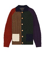 Beams Plus Cardigan Alan Patchwork in Multi | FWRD