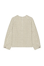 Beams Plus Engineer Jacket Linen Hickory Stripe in Natural, view 2, click to view large image.