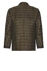 Beams Plus 4b Double Breasted Linen Mesh Plaid in Olive, view 2, click to view large image.