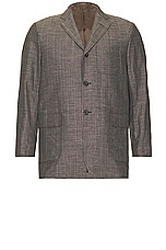 Beams Plus Jacket Linen Plaid in Brown, view 1, click to view large image.
