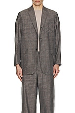 Beams Plus Jacket Linen Plaid in Brown, view 4, click to view large image.