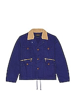 Beams Plus Fish-hunting Heavy Oxford Jacket in Blue, view 1, click to view large image.