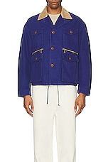 Beams Plus Fish-hunting Heavy Oxford Jacket in Blue, view 3, click to view large image.