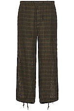 Beams Plus Mil Easy Pants Linen Mesh Plaid in Olive, view 1, click to view large image.