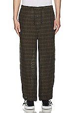 Beams Plus Mil Easy Pants Linen Mesh Plaid in Olive, view 4, click to view large image.