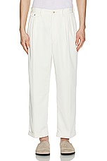 Beams Plus 2 Pleats Trousers Pe Twill in Oyster, view 3, click to view large image.
