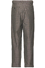 Beams Plus Ivy Trousers Wide Linen Plaid in Brown, view 2, click to view large image.