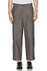 Beams Plus Ivy Trousers Wide Linen Plaid in Brown, view 4, click to view large image.