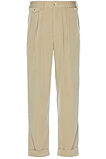 Beams Plus 2 Pleats Trousers Pe Twill in Sand, view 1, click to view large image.