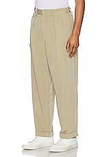 Beams Plus 2 Pleats Trousers Pe Twill in Sand, view 4, click to view large image.